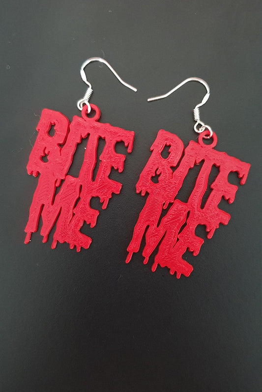 3D Printed Bite Me Halloween Earrings